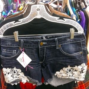 Lace Denim Short Shorts
